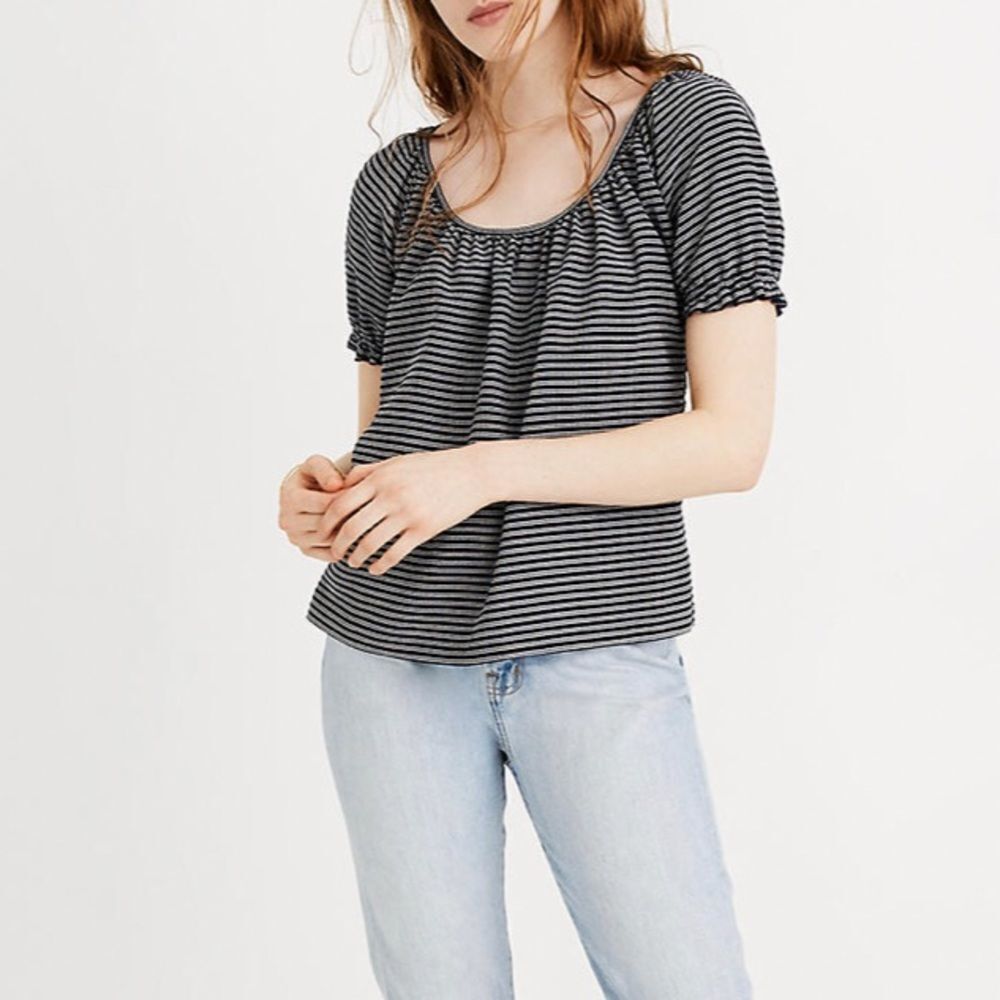 Madewell Texture and Thread striped peasant top